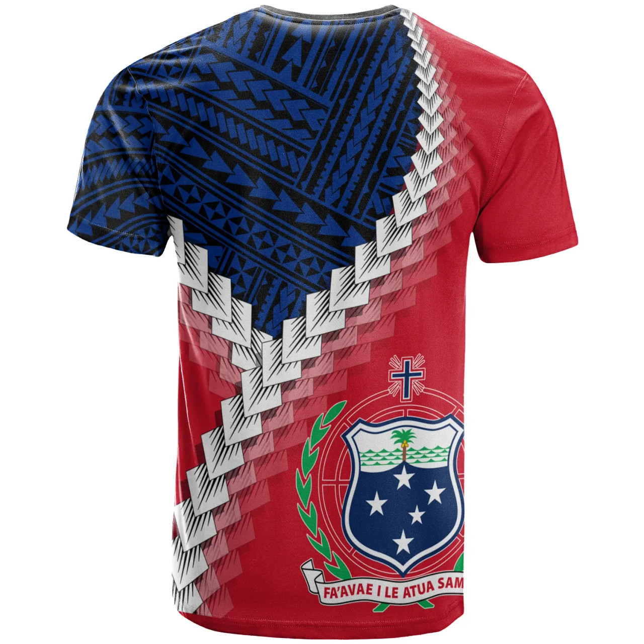 Samoa T-Shirt - Samoa Coat Of Arms With Polynesian Tattoo Flag Style 2