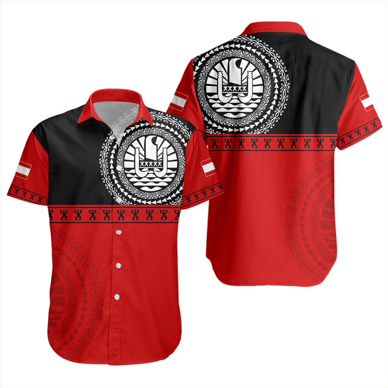 Tahiti Short Sleeve Shirt Tribal Tattoo Design