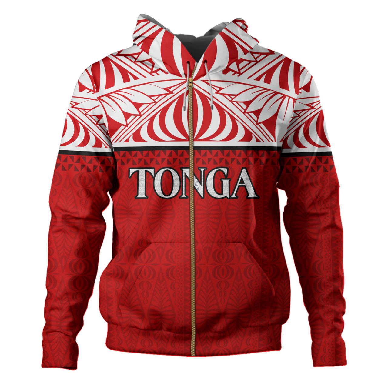 Tonga Custom Personalised Hoodie Coat Of Arms Ngatu Patterns Design