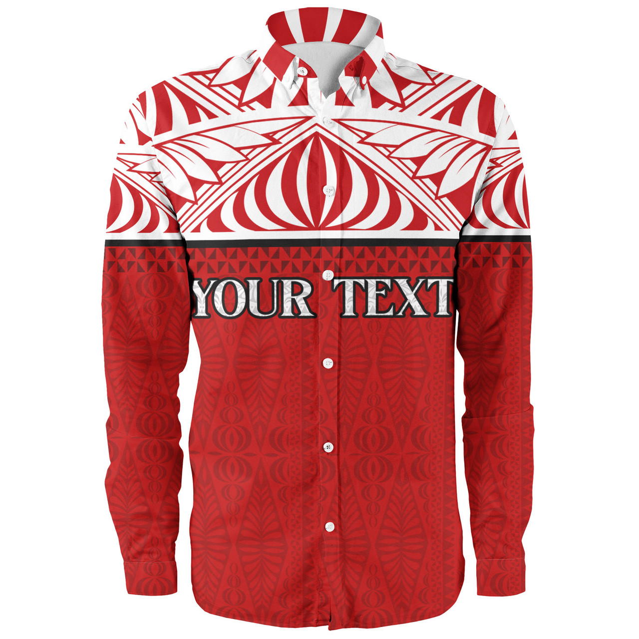 Tonga Custom Personalised Long Sleeve Shirt Coat Of Arms Ngatu Patterns Design