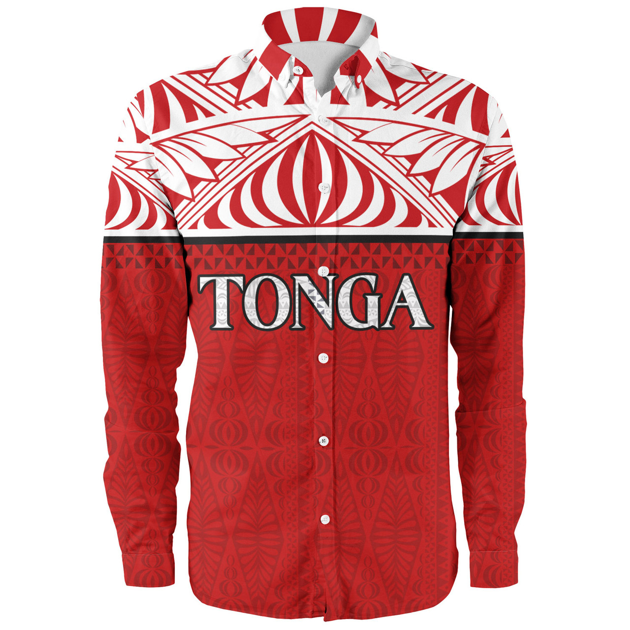 Tonga Custom Personalised Long Sleeve Shirt Coat Of Arms Ngatu Patterns Design