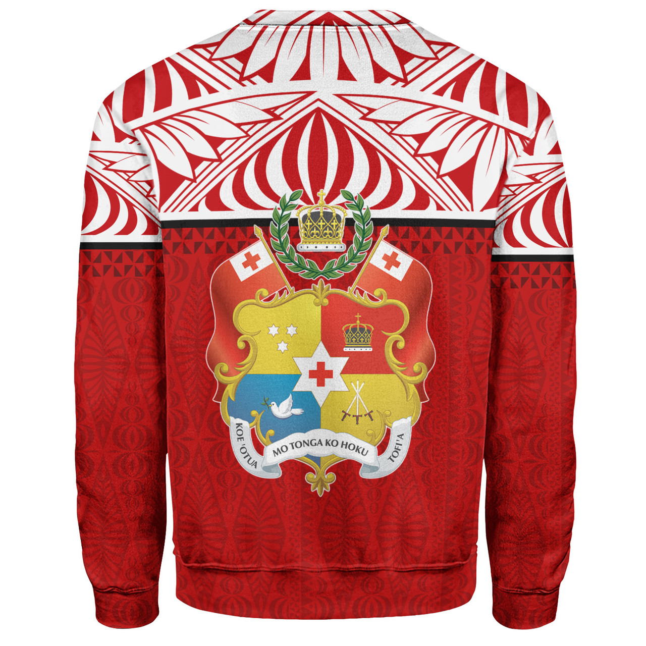 Tonga Custom Personalised Sweatshirt Coat Of Arms Ngatu Patterns Design