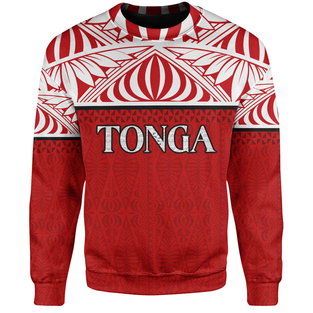 Tonga Custom Personalised Sweatshirt Coat Of Arms Ngatu Patterns Design