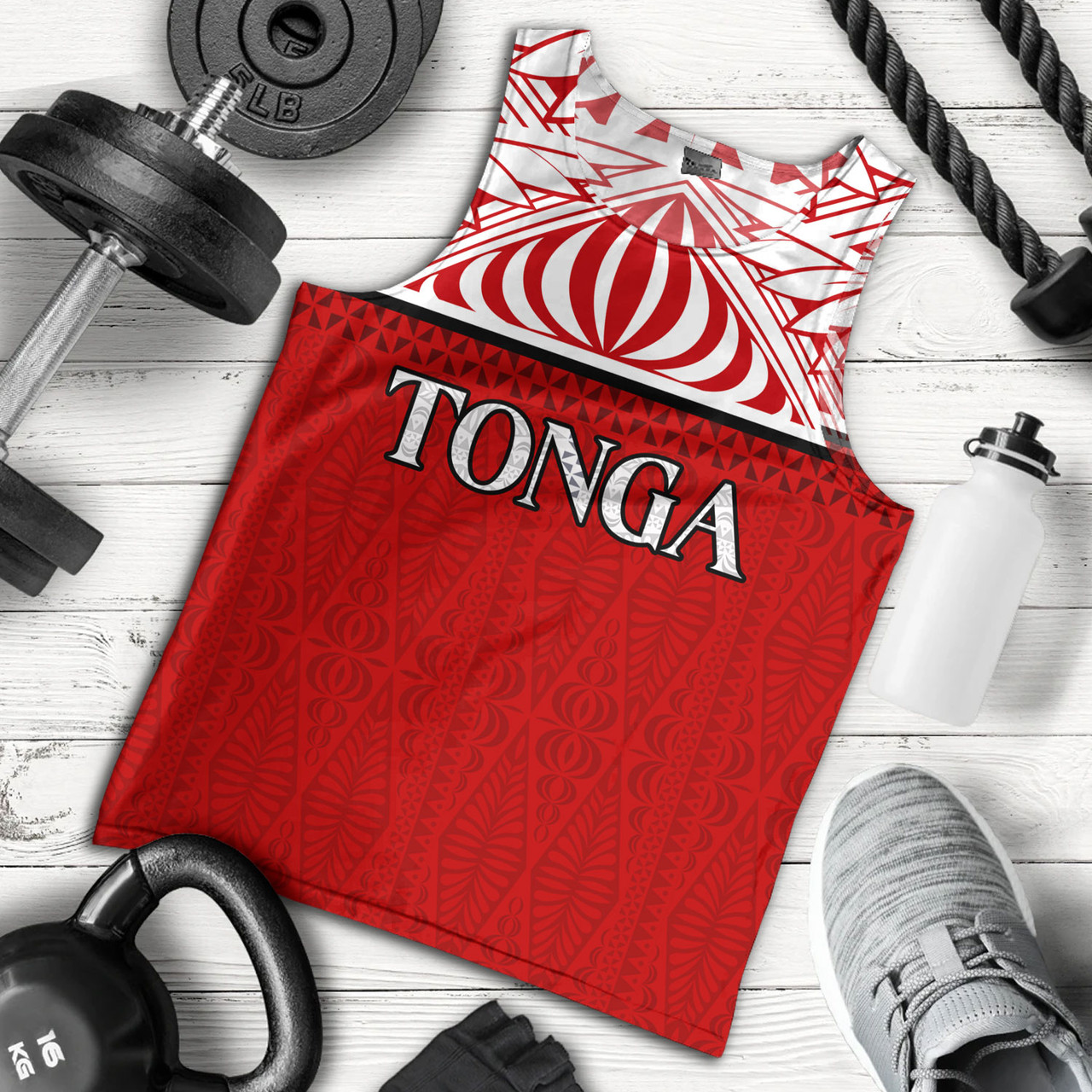 Tonga Custom Personalised Tank Top Coat Of Arms Ngatu Patterns Design