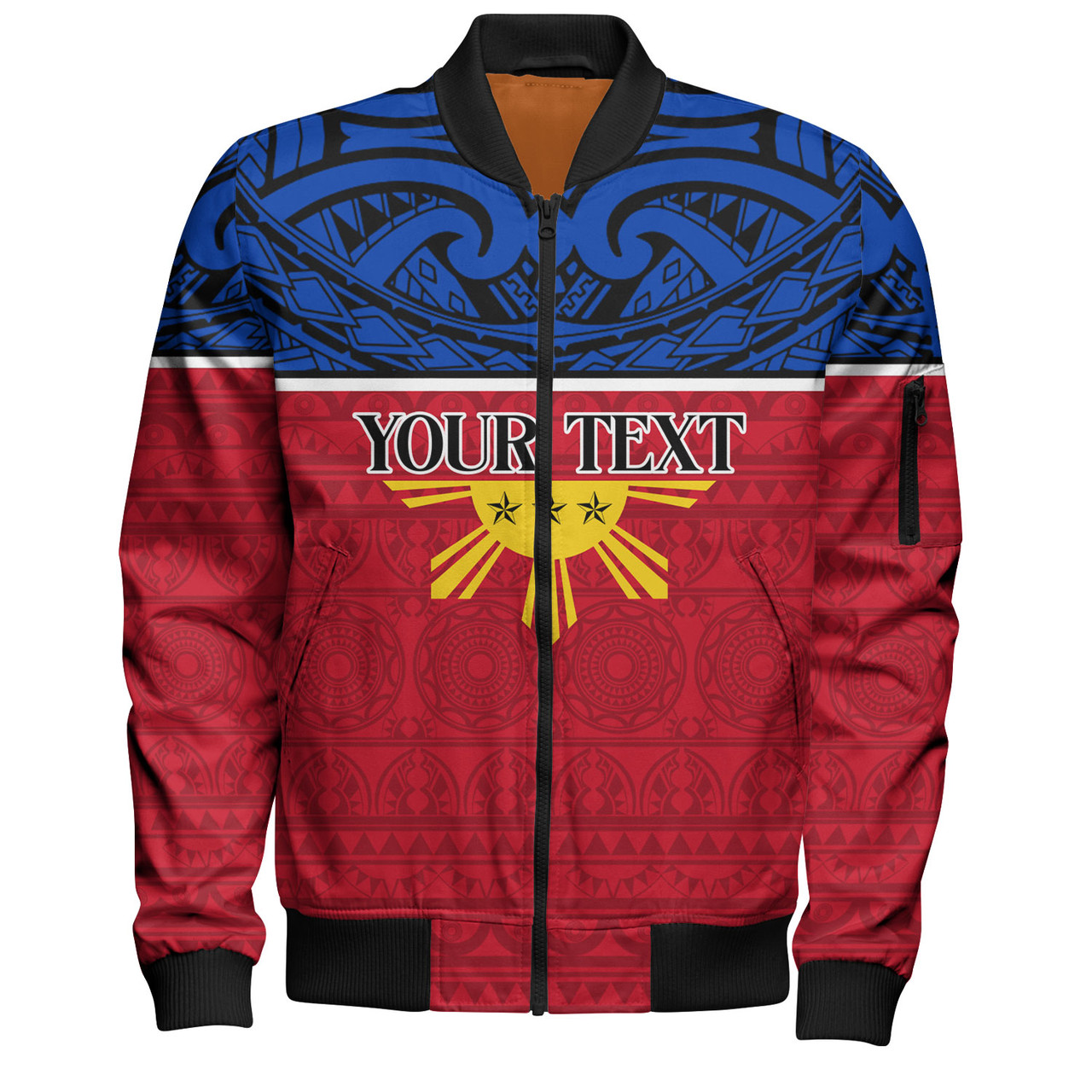 Philippines Filipinos Custom Personalised Bomber Jacket Coat Of Arms Tribal Patterns Style