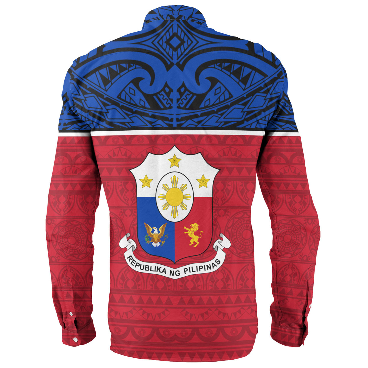 Philippines Filipinos Custom Personalised Long Sleeve Shirt Coat Of Arms Tribal Patterns Style