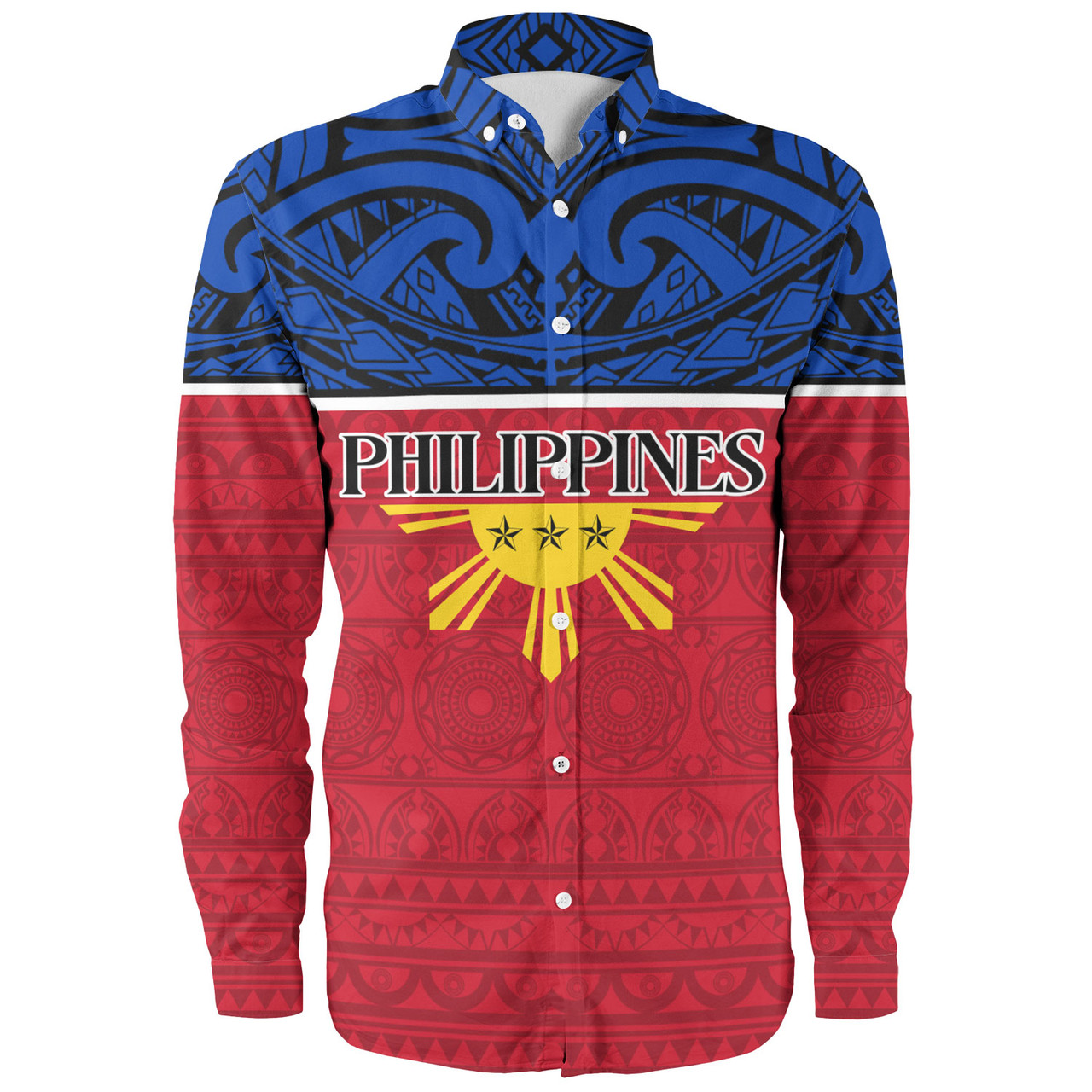 Philippines Filipinos Custom Personalised Long Sleeve Shirt Coat Of Arms Tribal Patterns Style