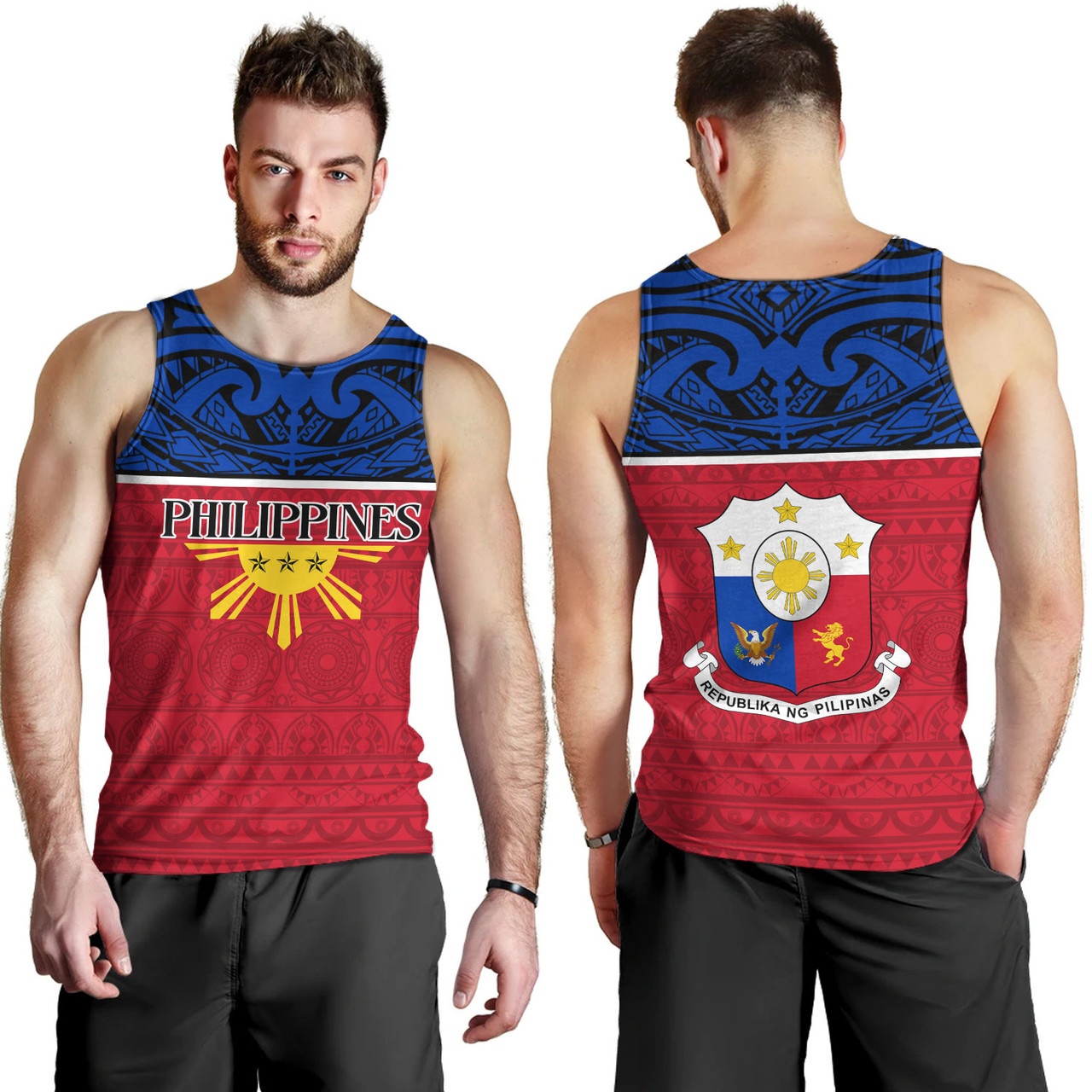 Philippines Filipinos Custom Personalised Tank Top Coat Of Arms Tribal Patterns Style