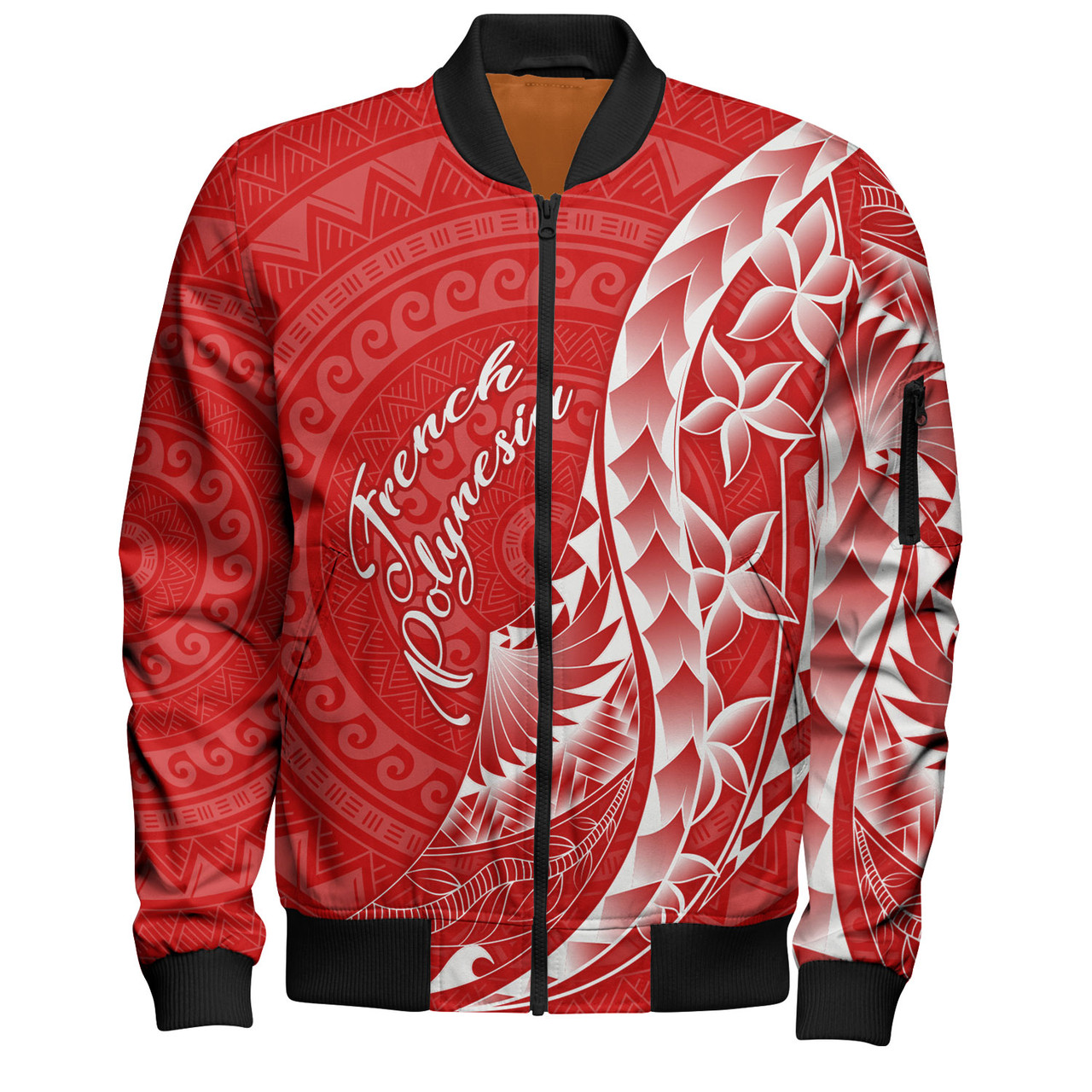 French Polynesia Custom Personalised Bomber Jacket Coat Of Arms Tribal Patterns Style