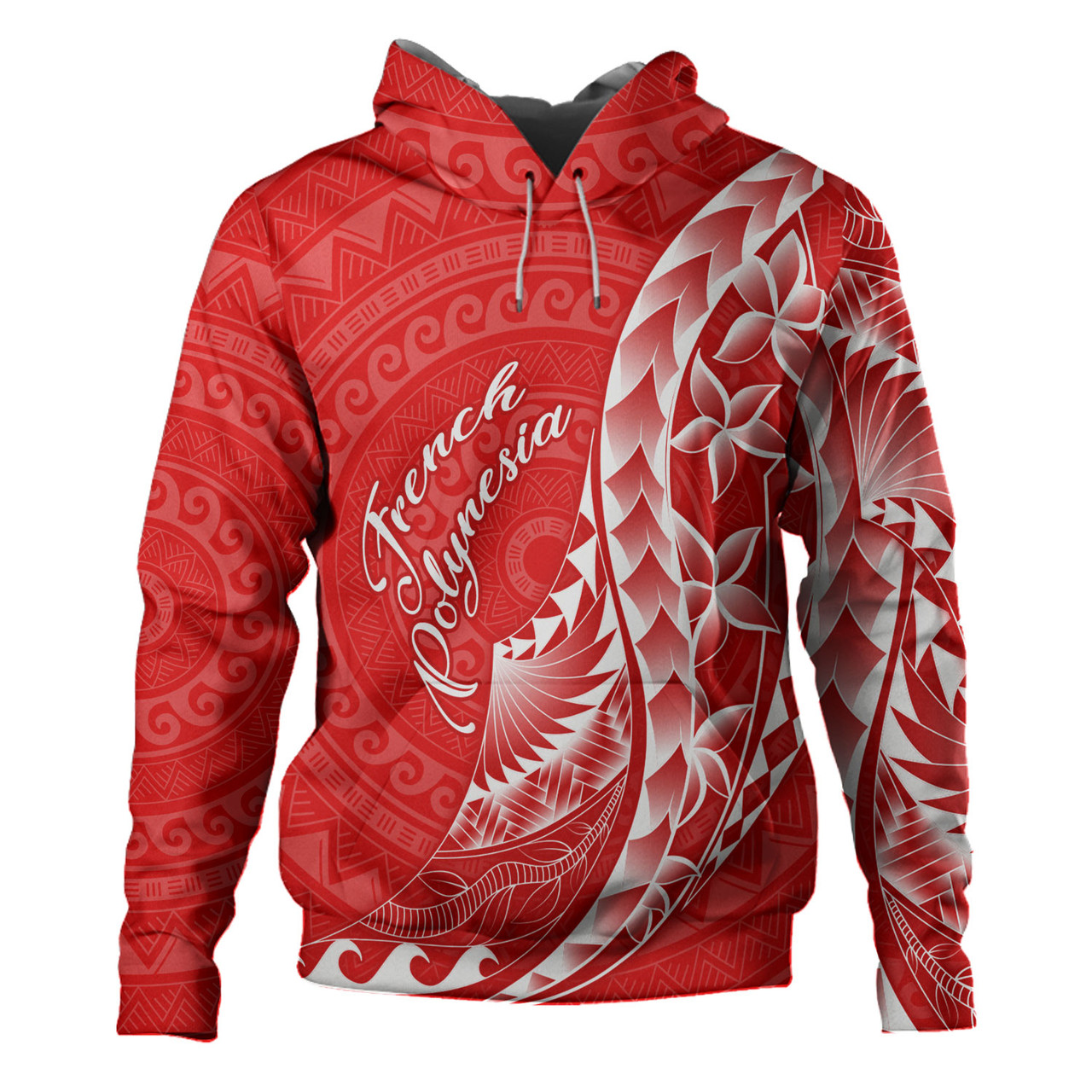 French Polynesia Custom Personalised Hoodie Coat Of Arms Tribal Patterns Style