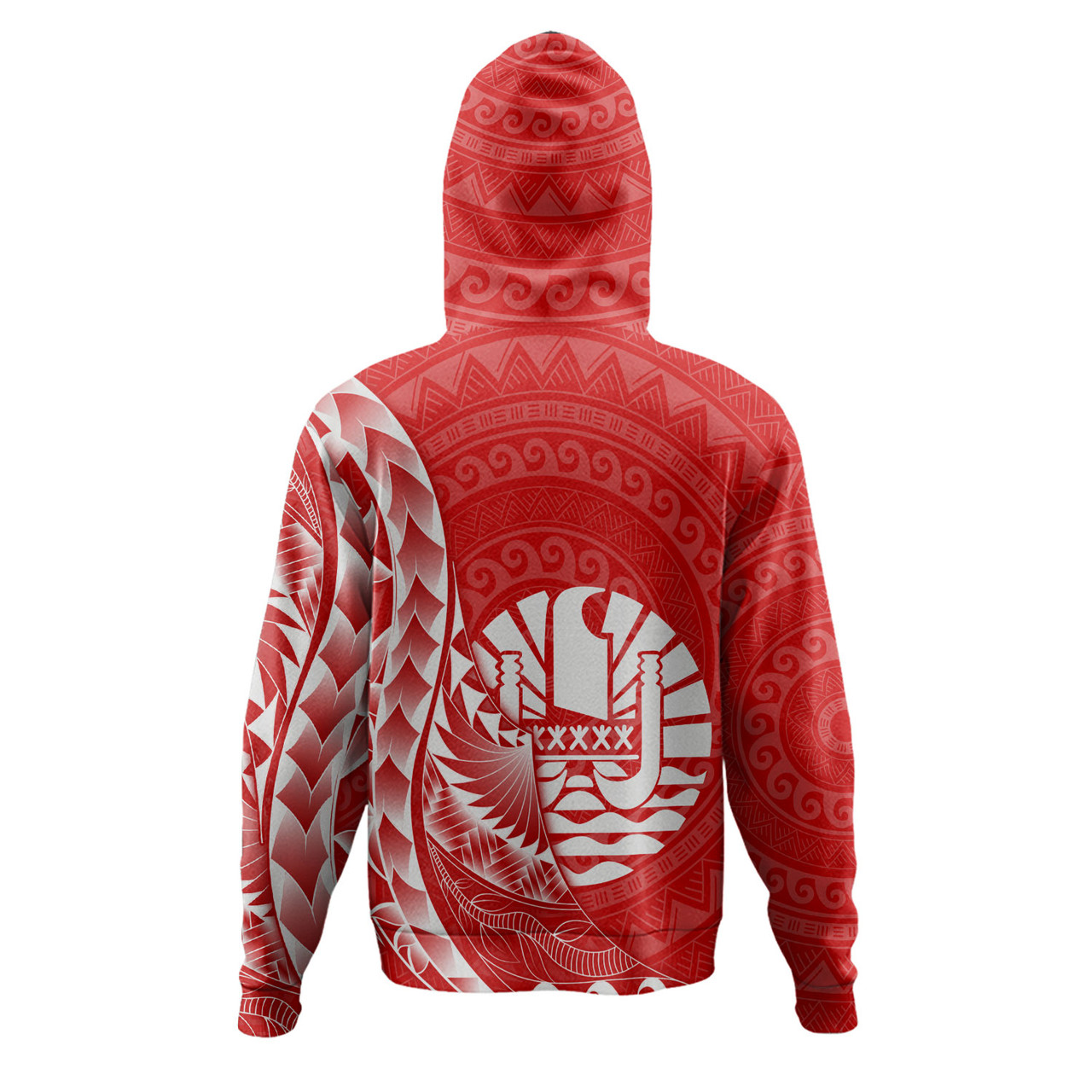 French Polynesia Custom Personalised Hoodie Coat Of Arms Tribal Patterns Style