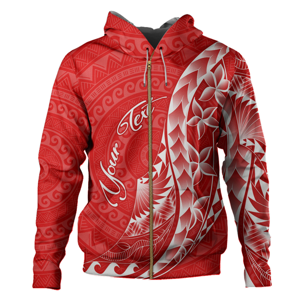 French Polynesia Custom Personalised Hoodie Coat Of Arms Tribal Patterns Style