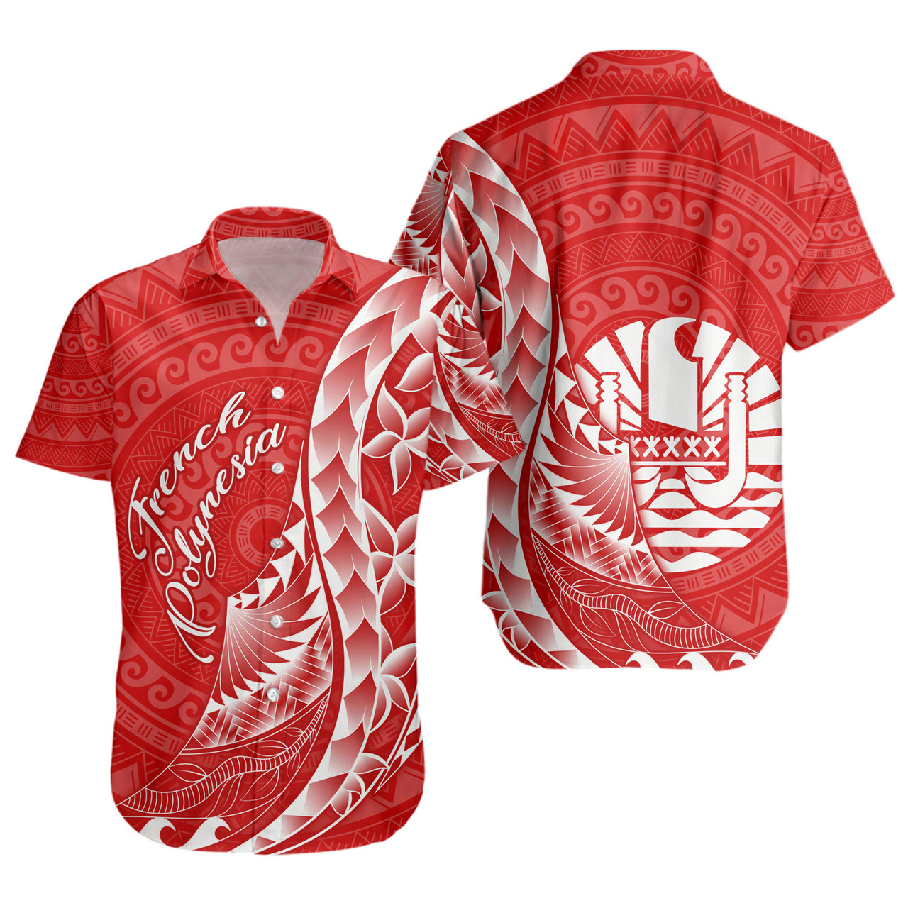 French Polynesia Custom Personalised Short Sleeve Shirt Coat Of Arms Tribal Patterns Style