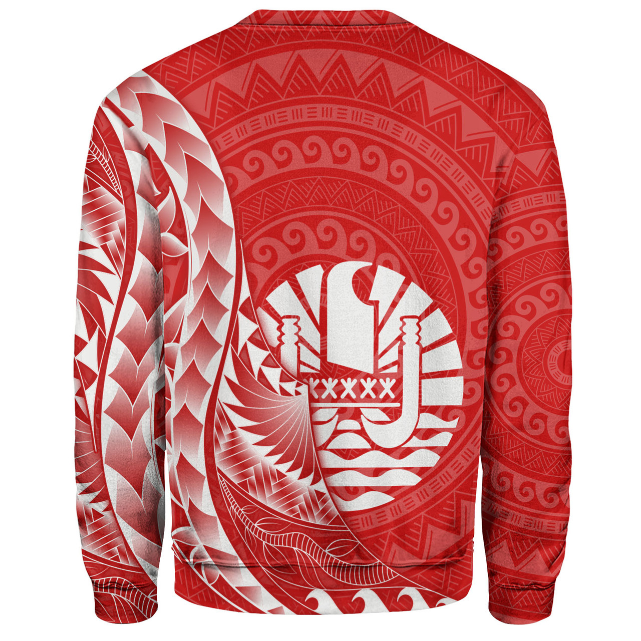 French Polynesia Custom Personalised Sweatshirt Coat Of Arms Tribal Patterns Style