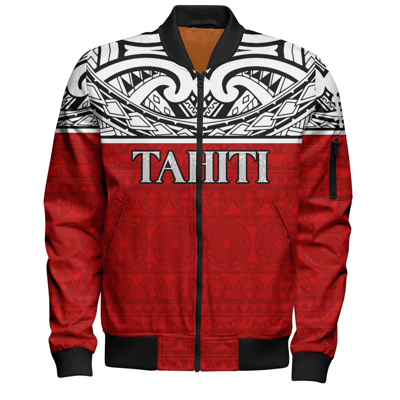 Tahiti Custom Personalised Bomber Jacket Coat Of Arms Polynesia Patterns Style