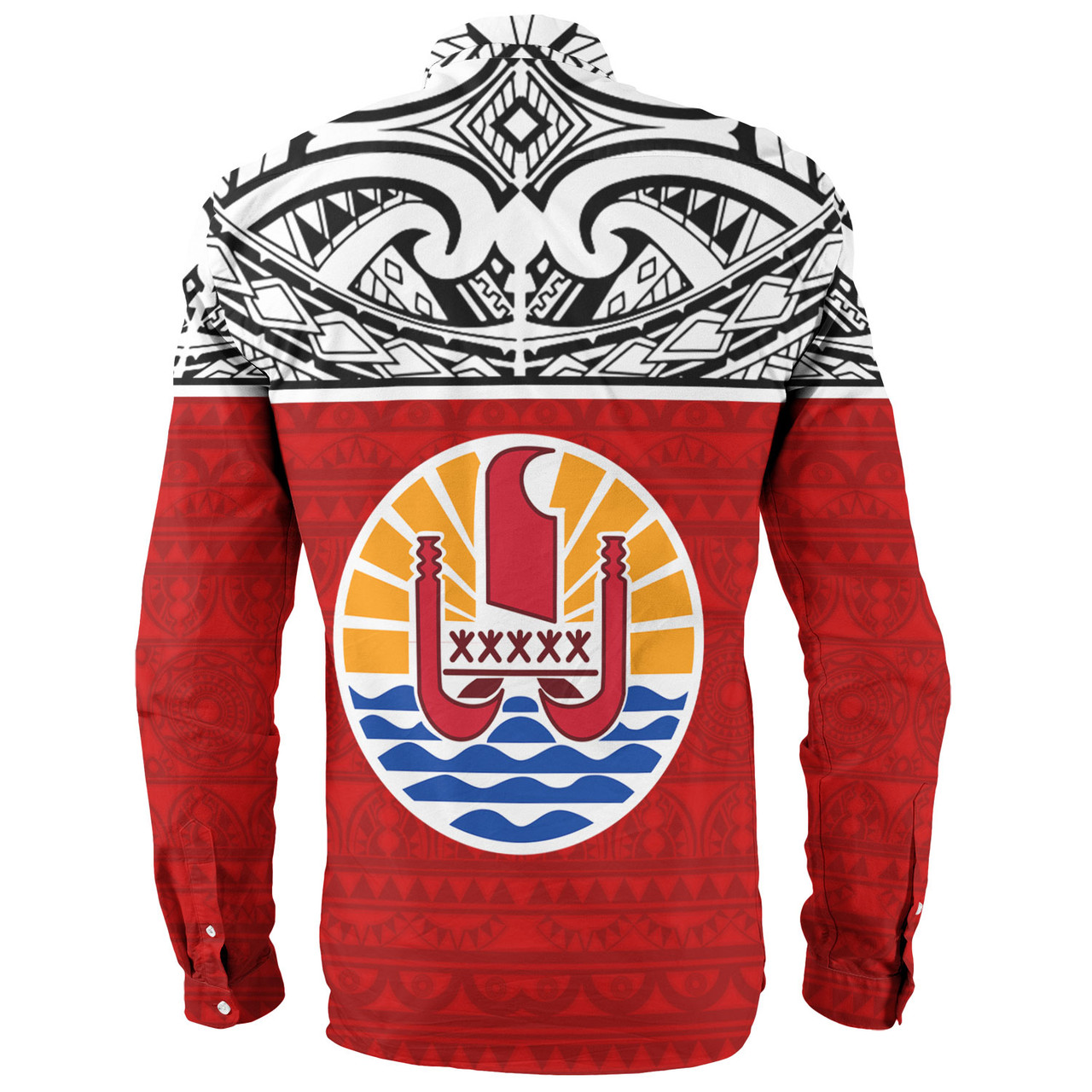 Tahiti Custom Personalised Long Sleeve Shirt Coat Of Arms Polynesia Patterns Style