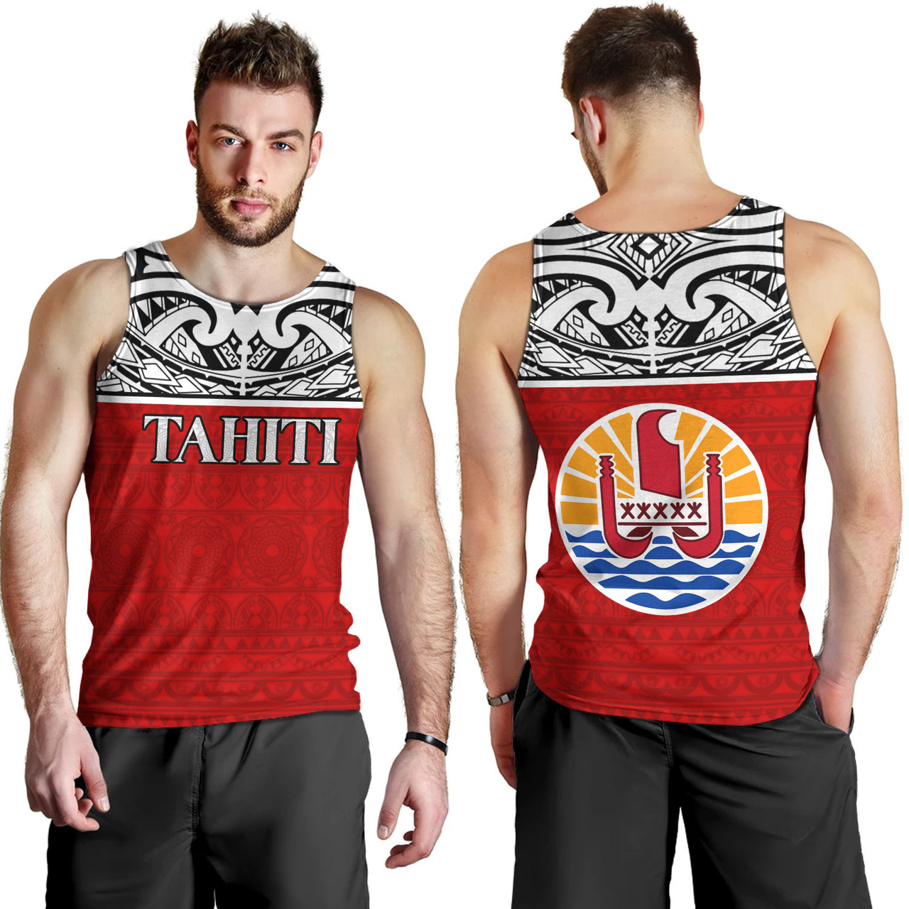 Tahiti Custom Personalised Tank Top Coat Of Arms Polynesia Patterns Style