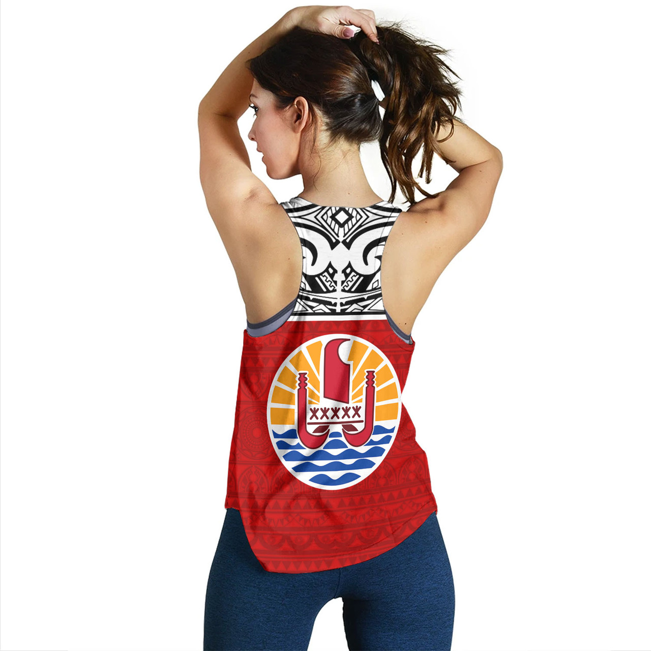 Tahiti Custom Personalised Women Tank Coat Of Arms Polynesia Patterns Style