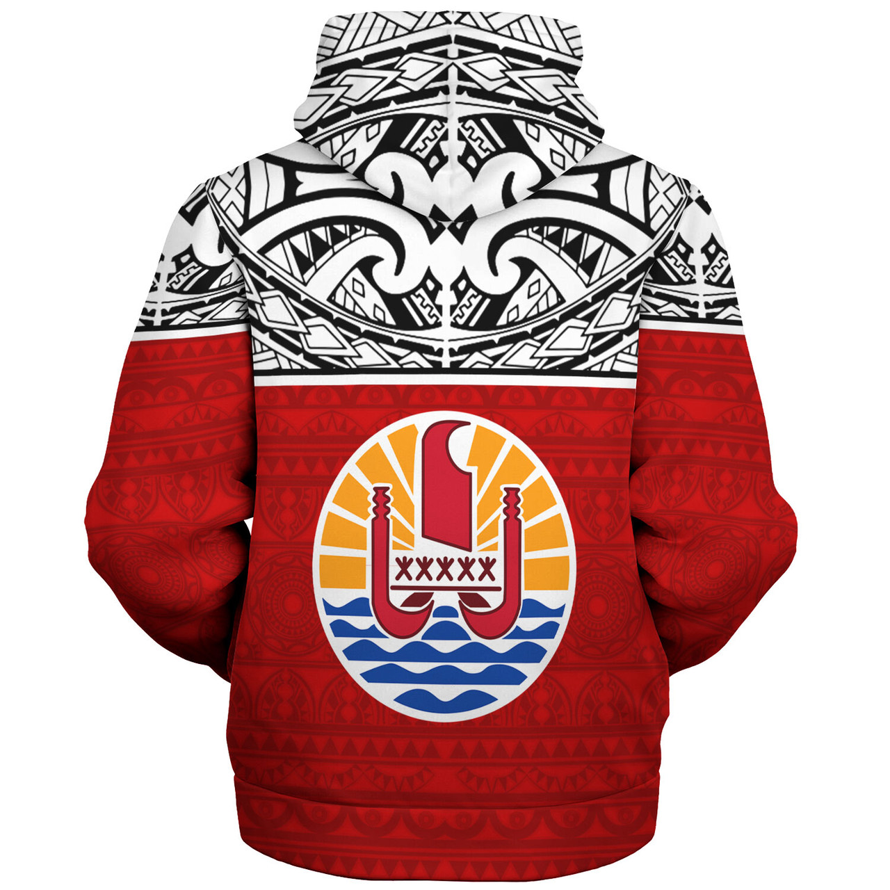 Tahiti Custom Personalised Sherpa Hoodie Coat Of Arms Polynesia Patterns Style