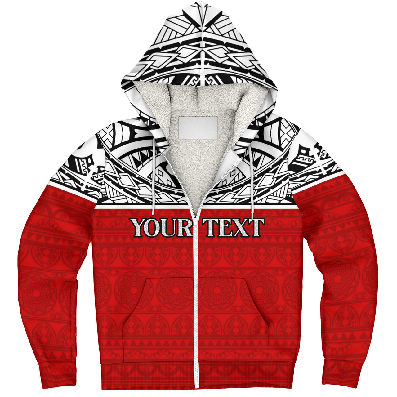 Tahiti Custom Personalised Sherpa Hoodie Coat Of Arms Polynesia Patterns Style
