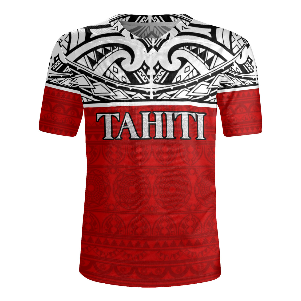 Tahiti Custom Personalised Rugby Jersey Coat Of Arms Polynesia Patterns Style