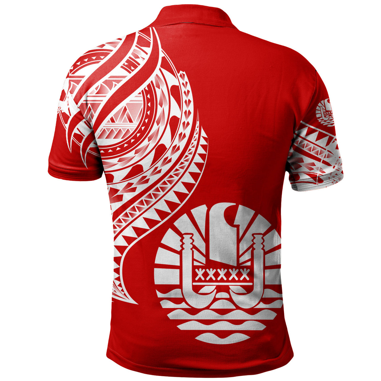 Tahiti Custom Personalised Polo Shirt Tatau White Patterns With Coat Of Arms