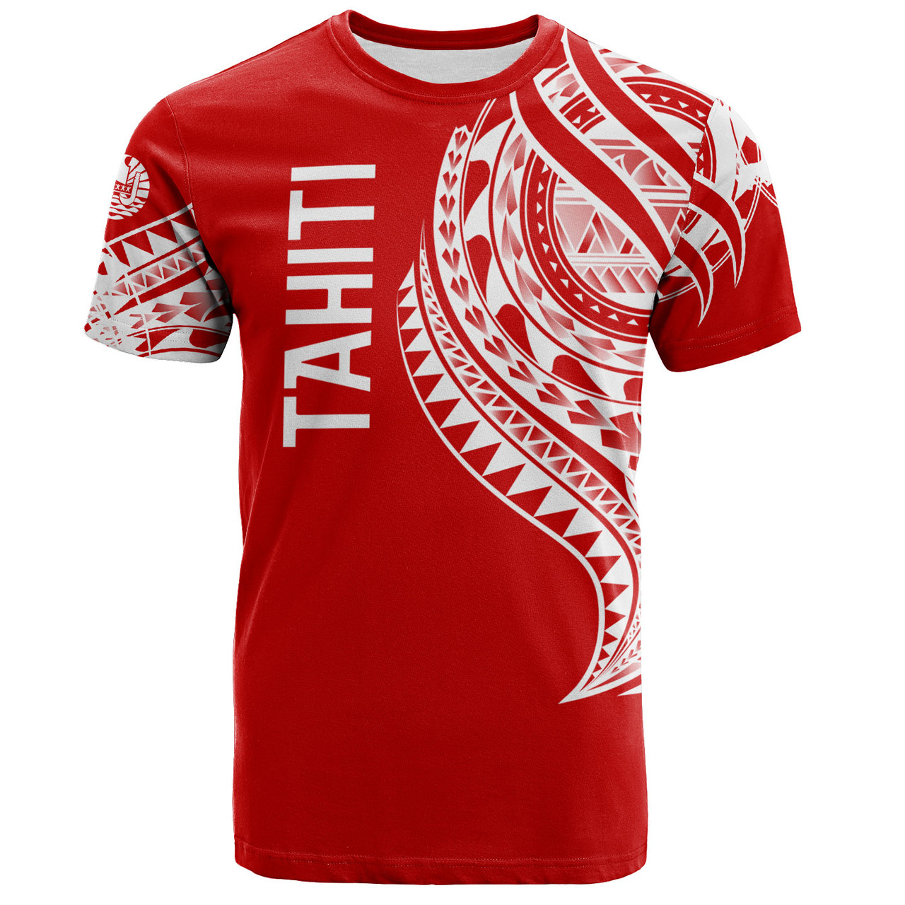 Tahiti Custom Personalised T-Shirt Tatau White Patterns With Coat Of Arms