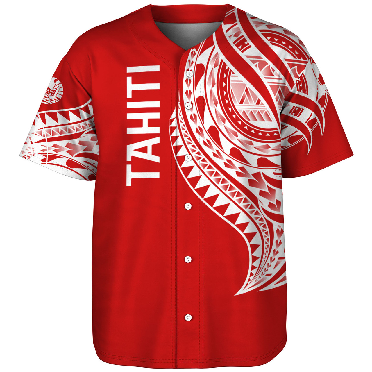 Tahiti Custom Personalised Baseball Shirt Tatau White Patterns With Coat Of Arms