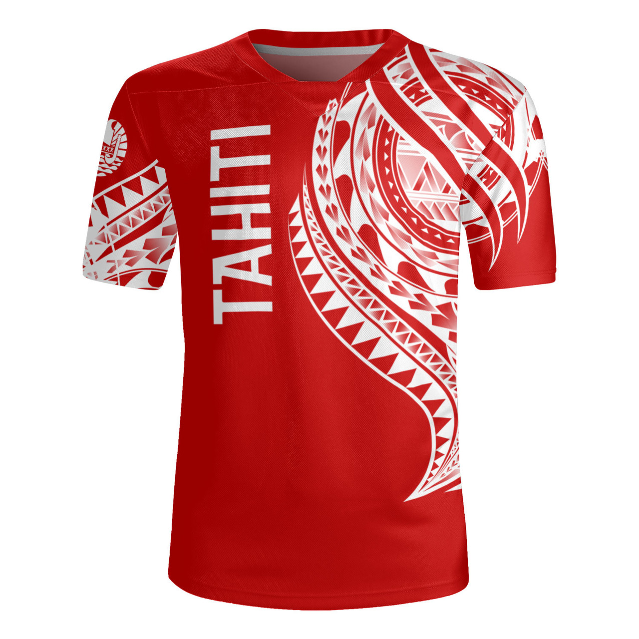 Tahiti Custom Personalised Rugby Jersey Tatau White Patterns With Coat Of Arms