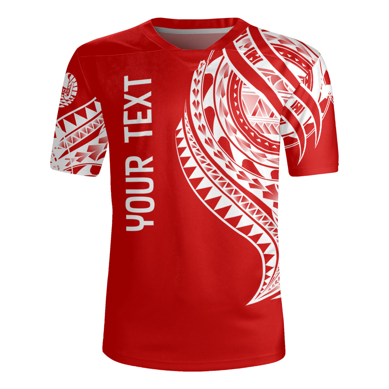 Tahiti Custom Personalised Rugby Jersey Tatau White Patterns With Coat Of Arms