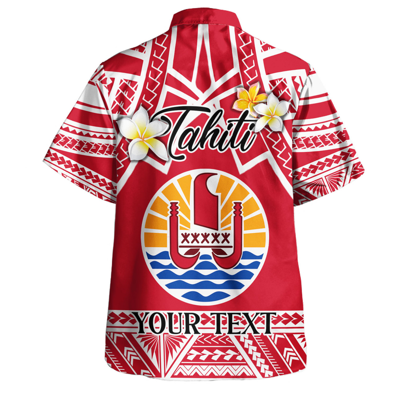 Tahiti Custom Personalised Hawaiian Shirt Tahitian Plumeria Flowers Mix Tribal Patterns