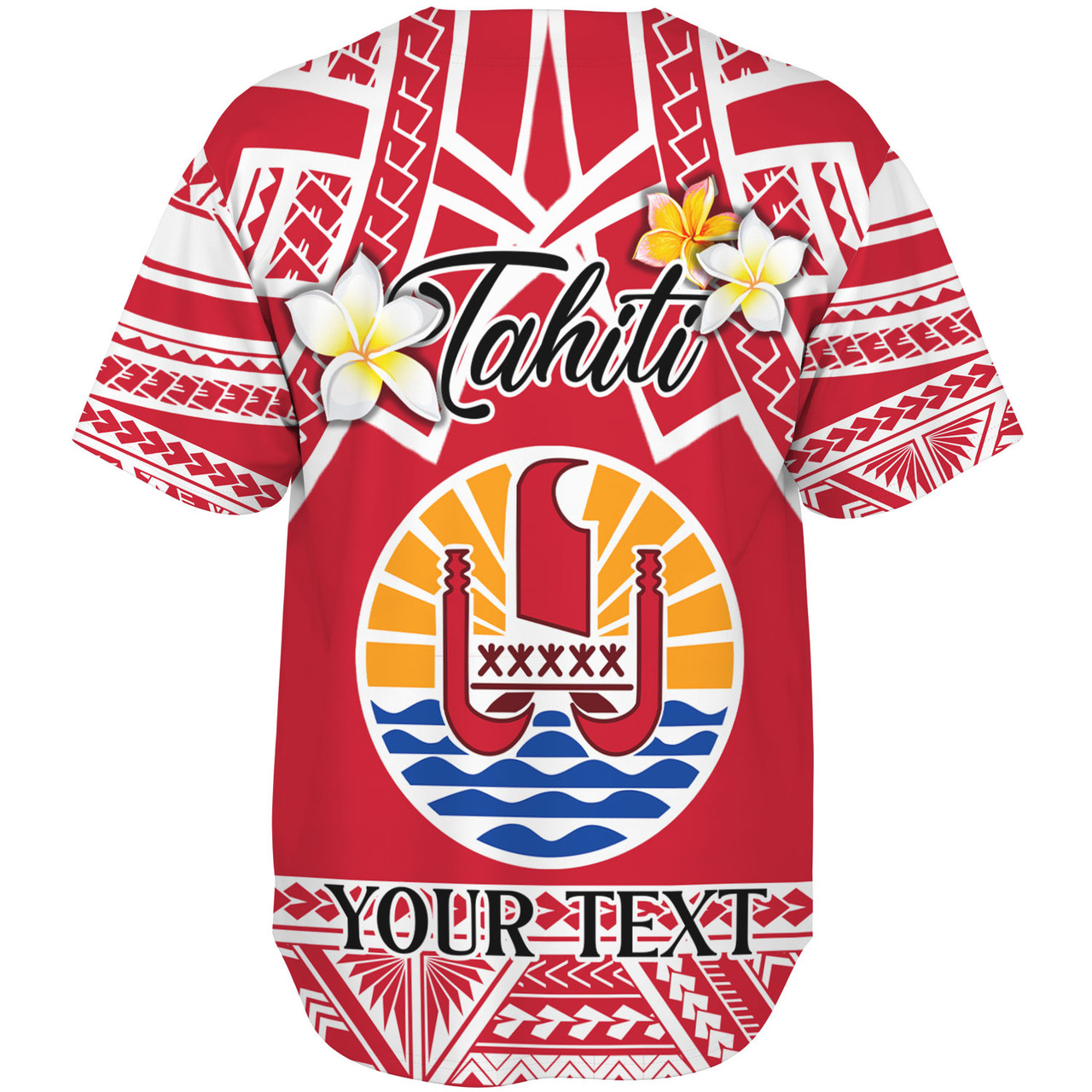 Tahiti Custom Personalised Baseball Shirt Tahitian Plumeria Flowers Mix Tribal Patterns