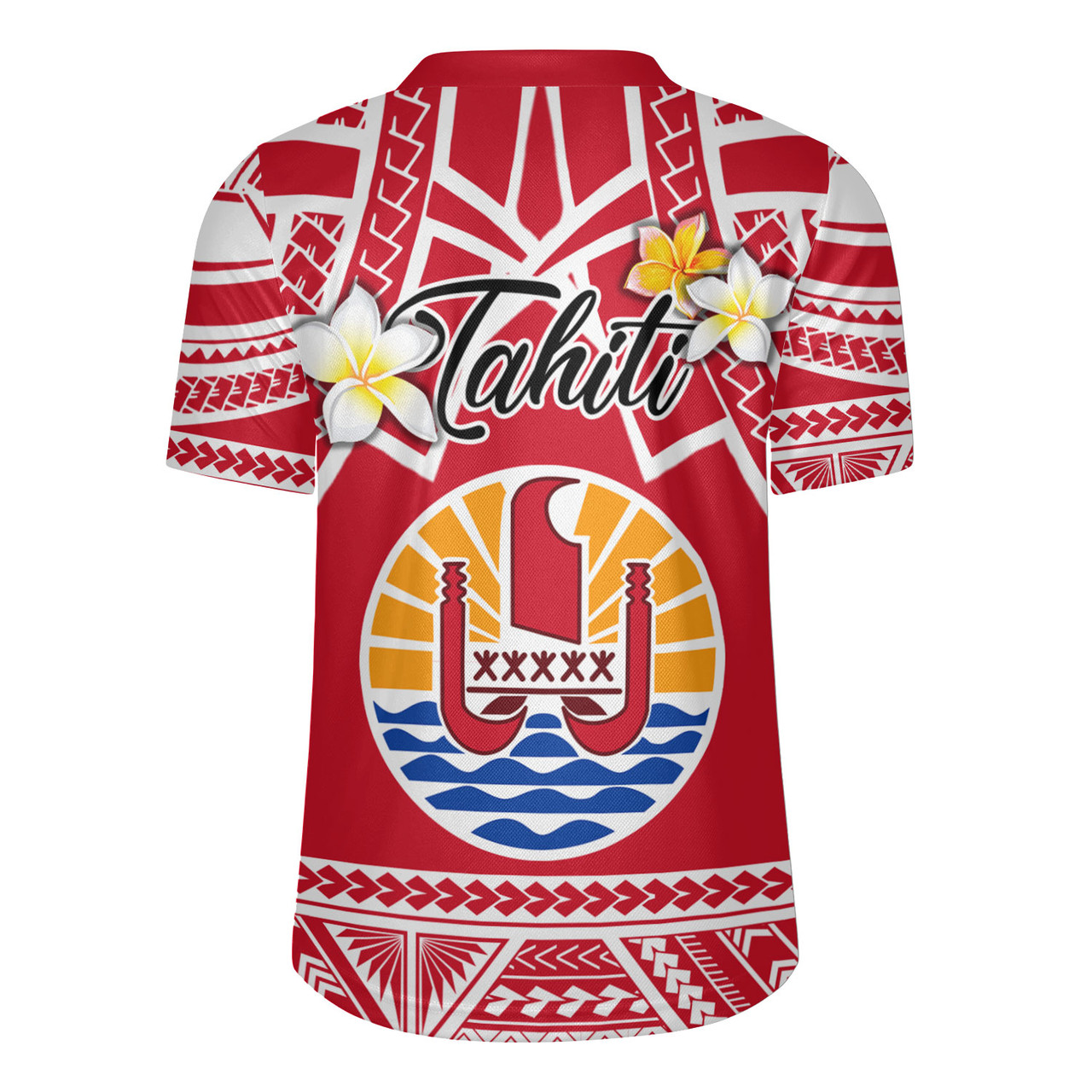 Tahiti Custom Personalised Rugby Jersey Tahitian Plumeria Flowers Mix Tribal Patterns