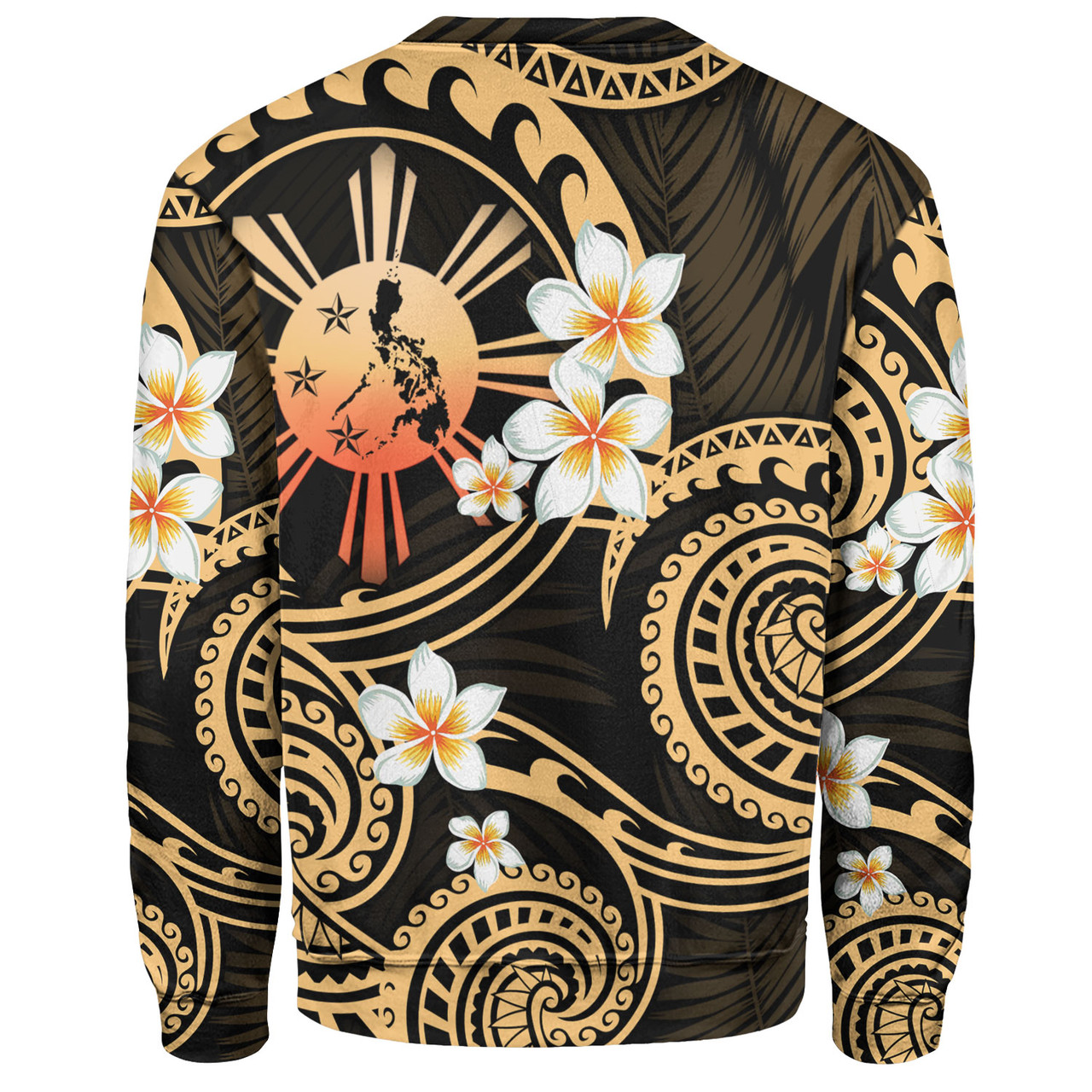 Philippines Filipinos Sweatshirt Plumeria Flowers Tribal Motif Style