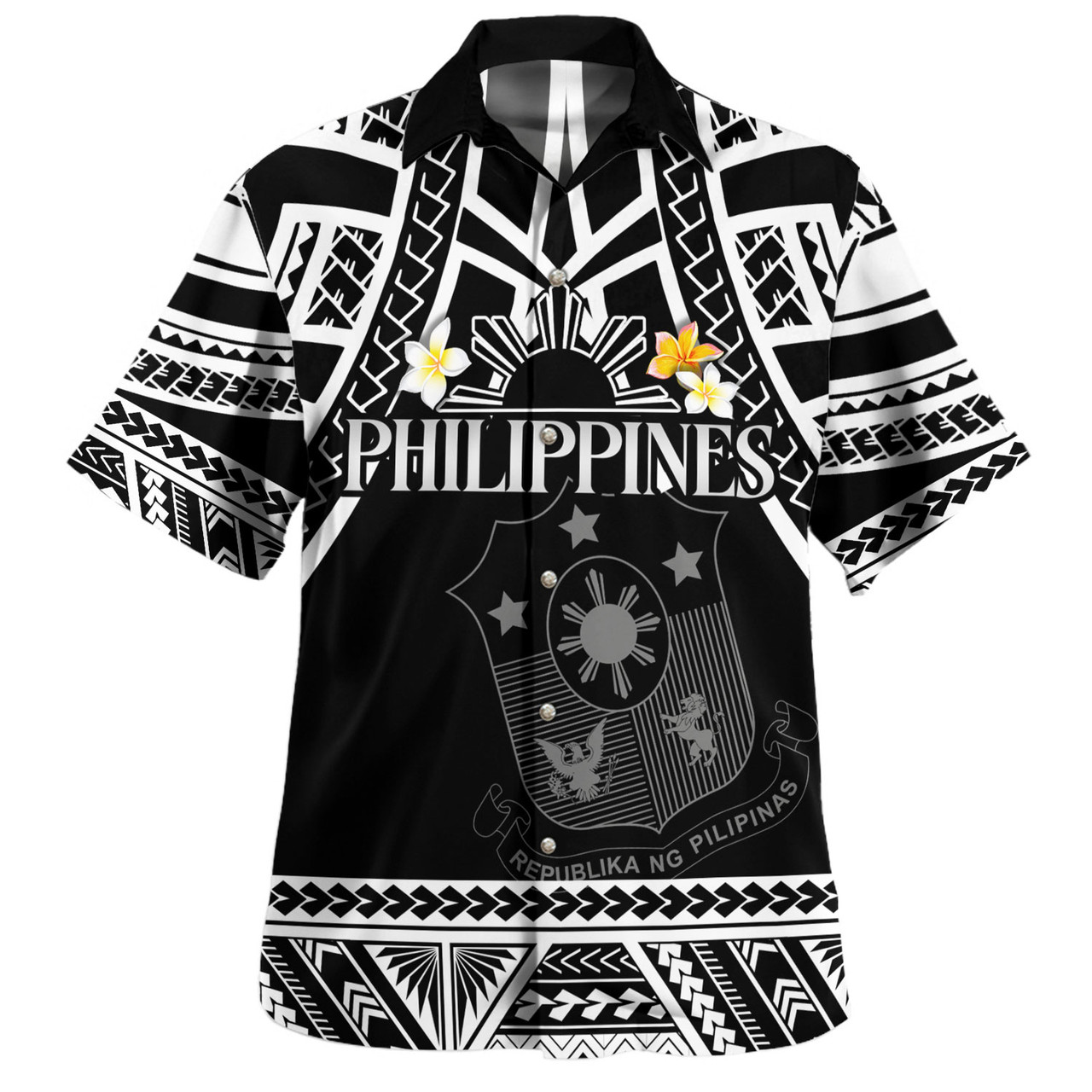 Philippines Filipinos Custom Personalised Hawaiian Shirt Filipinos Plumeria Flowers Mix Tribal Patterns