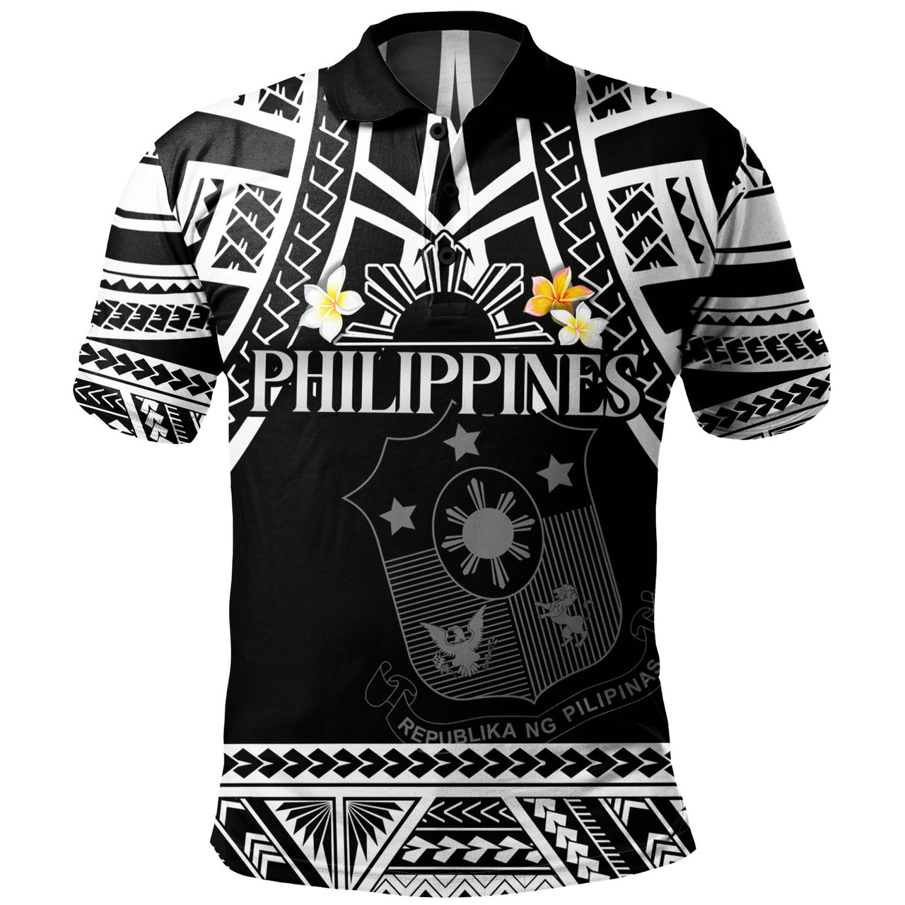 Philippines Filipinos Custom Personalised Polo Shirt Filipinos Plumeria Flowers Mix Tribal Patterns