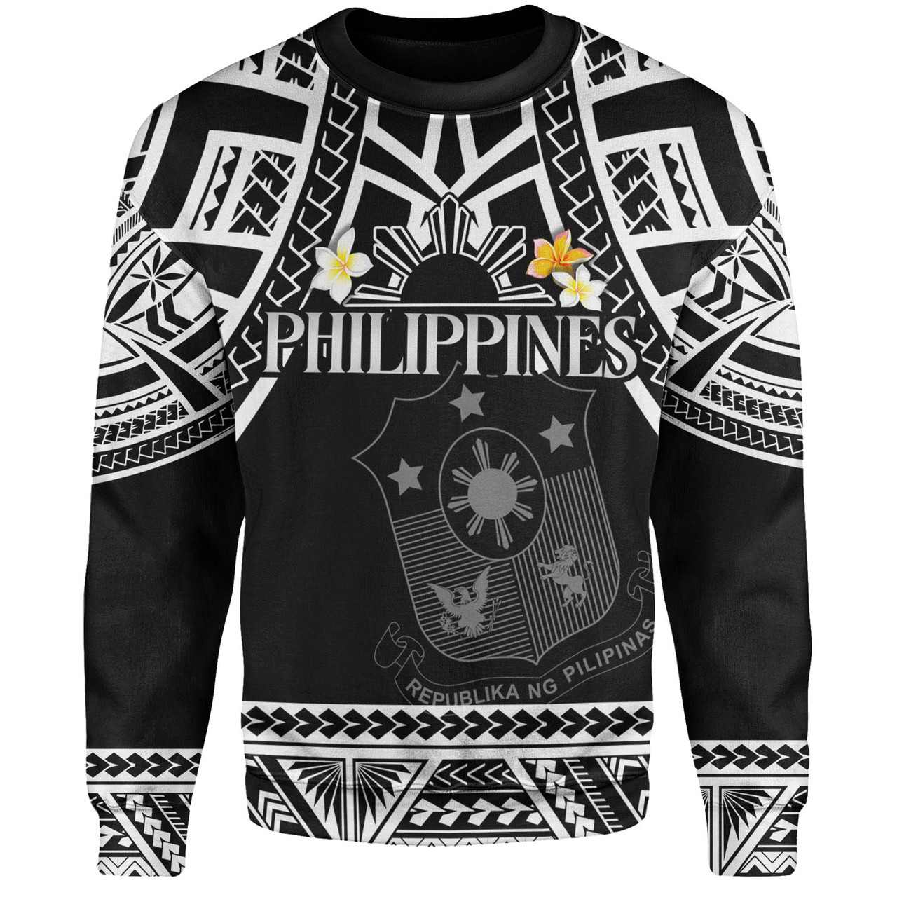 Philippines Filipinos Custom Personalised Sweatshirt Filipinos Plumeria Flowers Mix Tribal Patterns