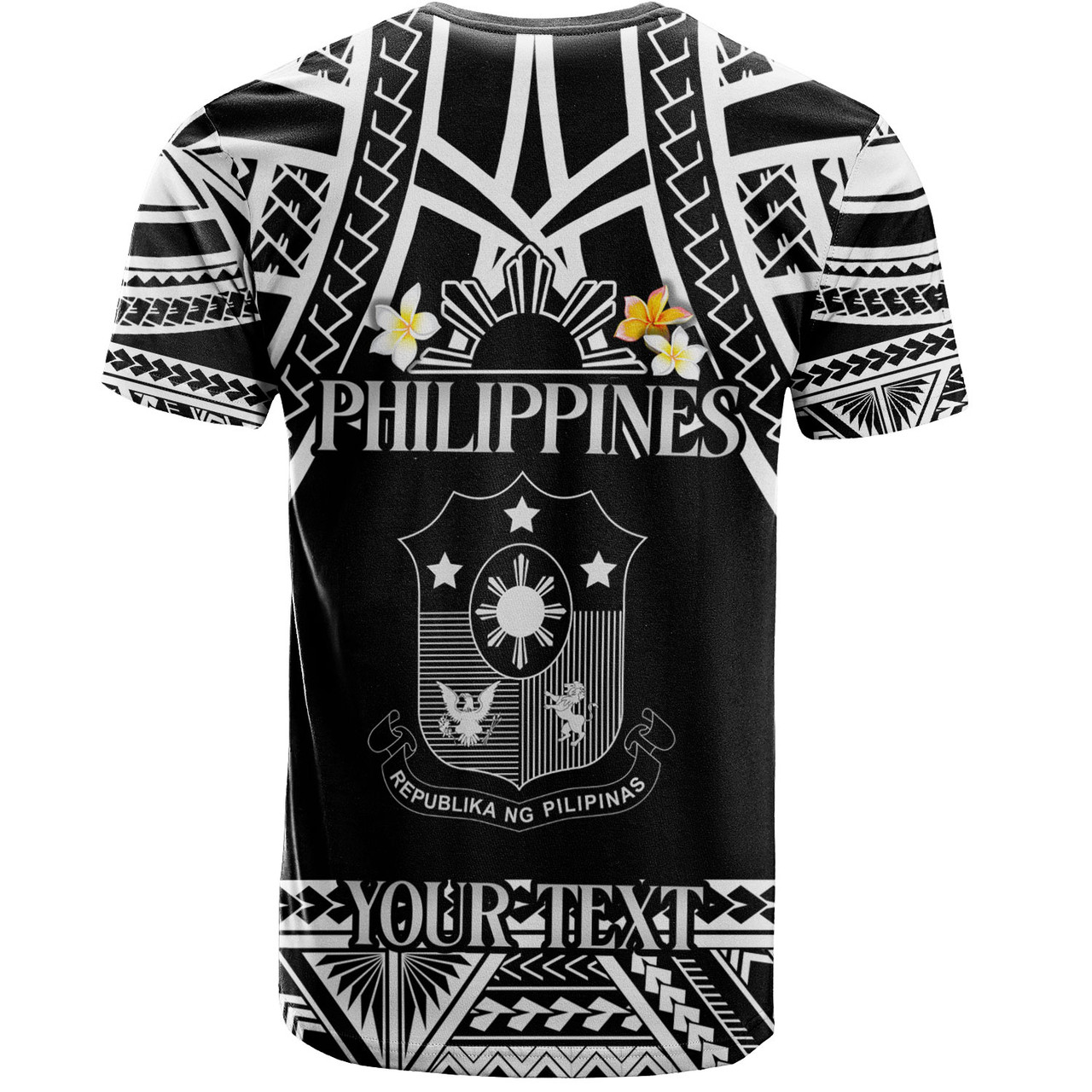 Philippines Filipinos Custom Personalised T-Shirt Filipinos Plumeria Flowers Mix Tribal Patterns