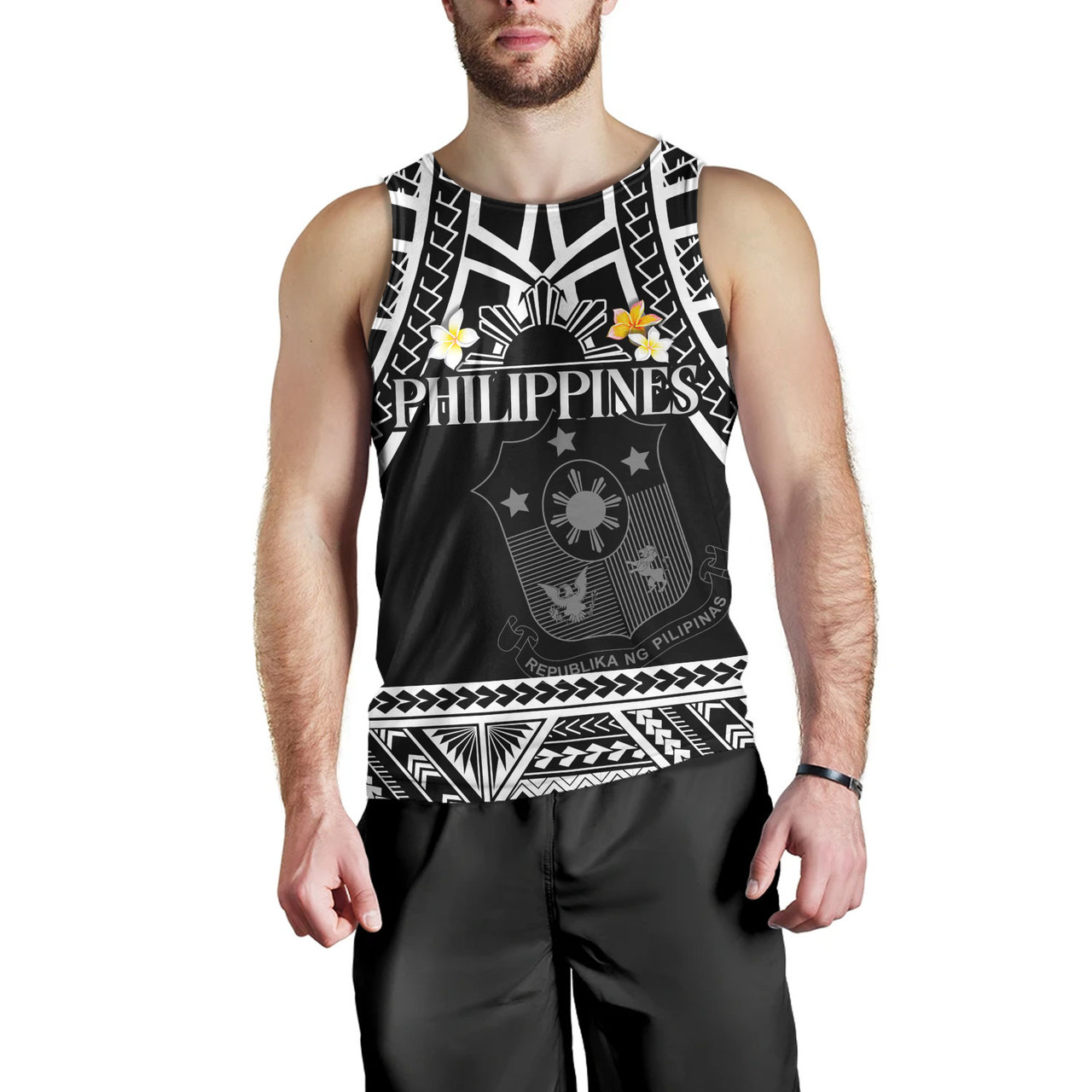 Philippines Filipinos Custom Personalised Tank Top Filipinos Plumeria Flowers Mix Tribal Patterns