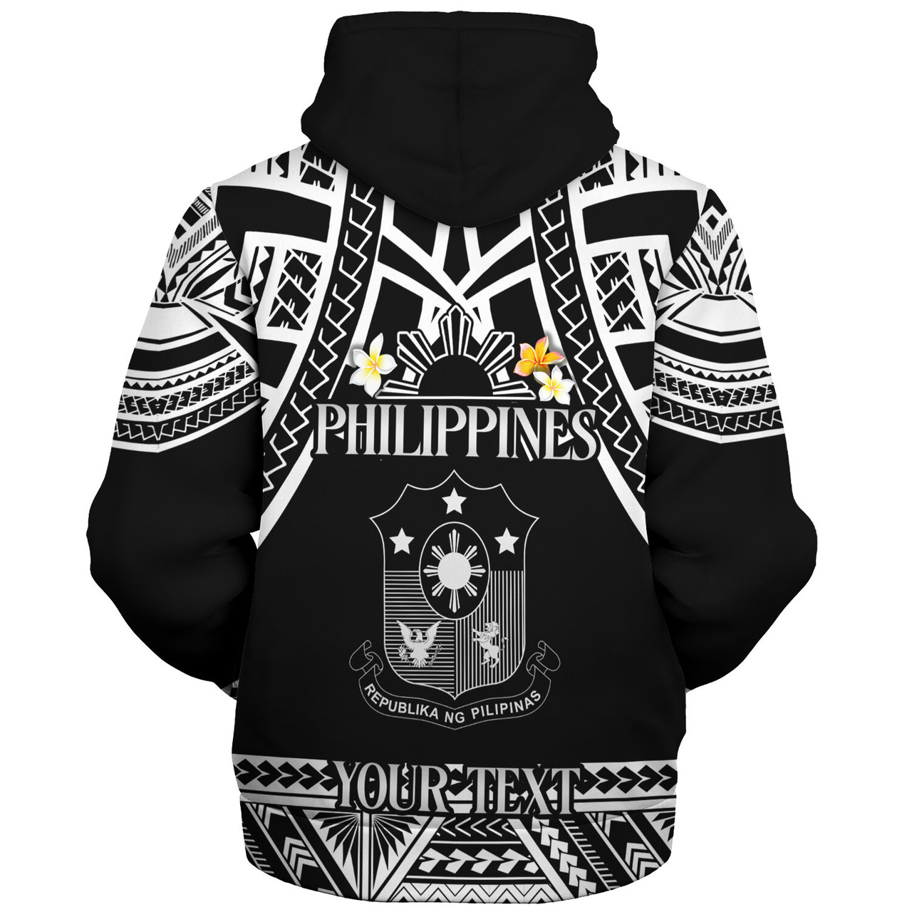 Philippines Filipinos Custom Personalised Sherpa Hoodie Filipinos Plumeria Flowers Mix Tribal Patterns