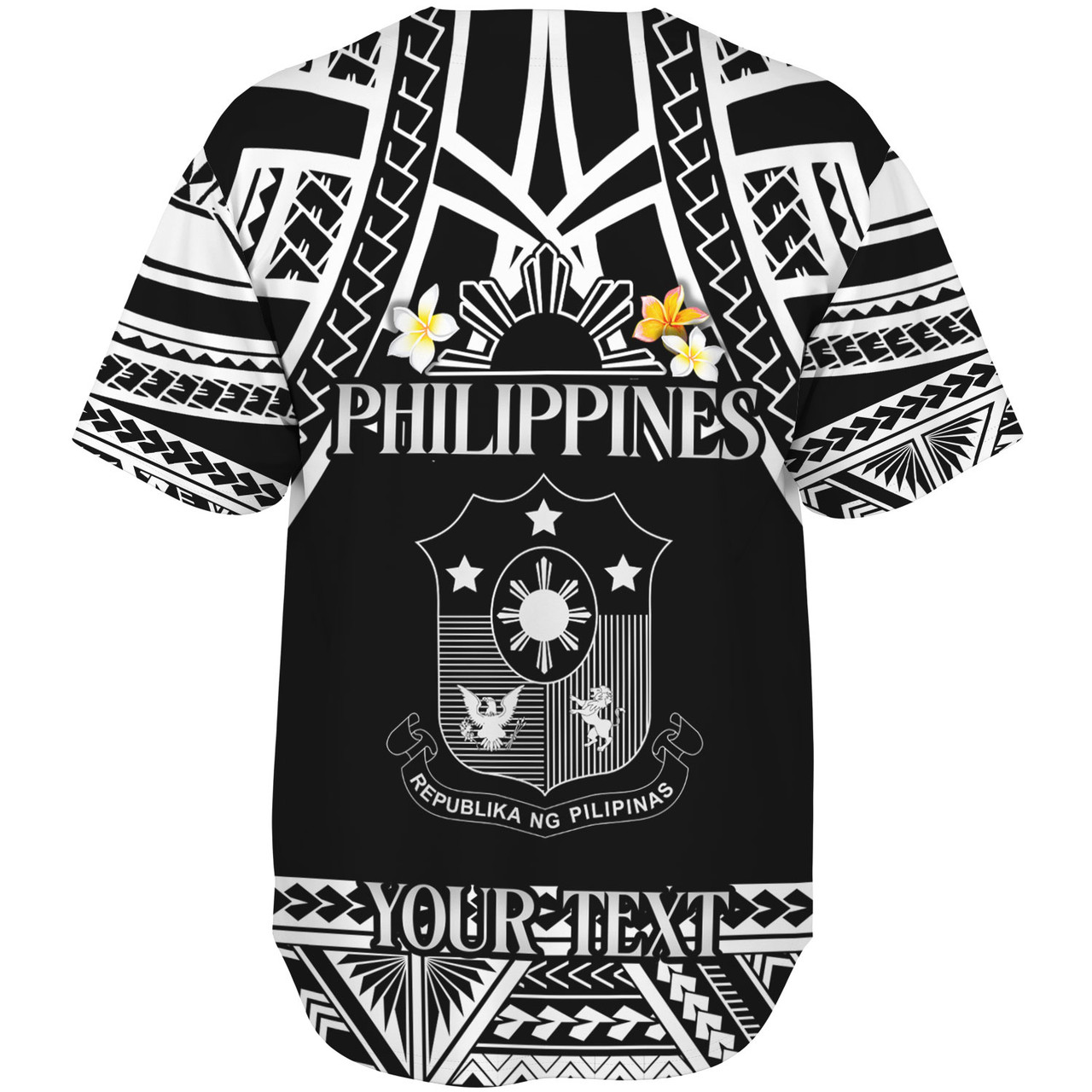 Philippines Filipinos Custom Personalised Baseball Shirt Filipinos Plumeria Flowers Mix Tribal Patterns