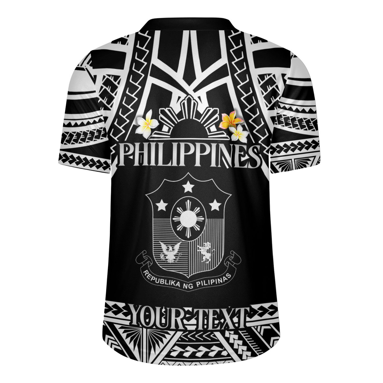 Philippines Filipinos Custom Personalised Rugby Jersey Filipinos Plumeria Flowers Mix Tribal Patterns