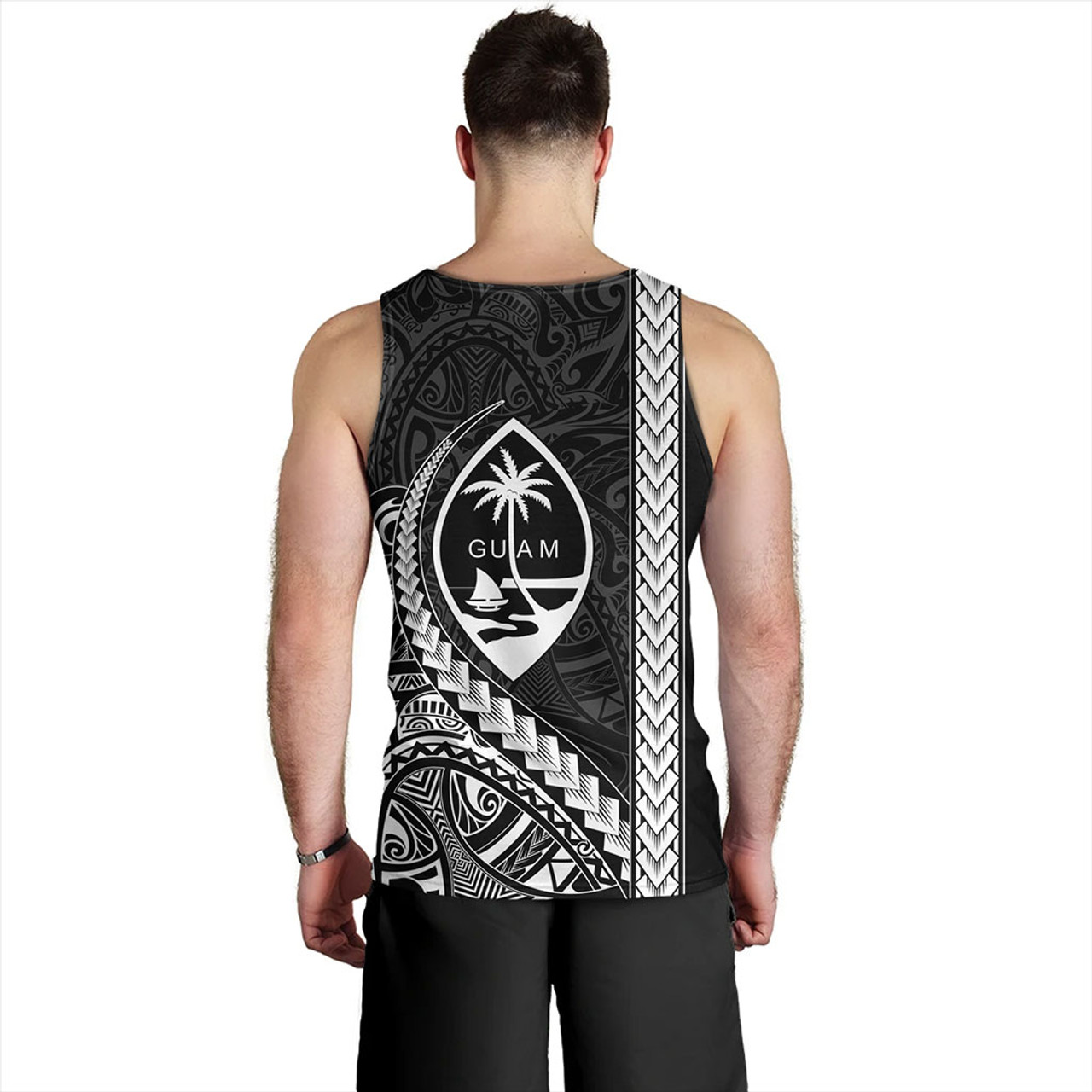 Guam Tank Top Tribal Micronesian Coat Of Arms Gray