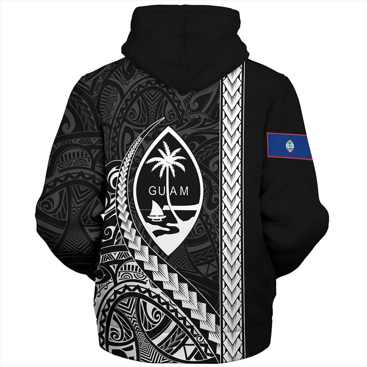 Guam Sherpa Hoodie Tribal Micronesian Coat Of Arms Gray