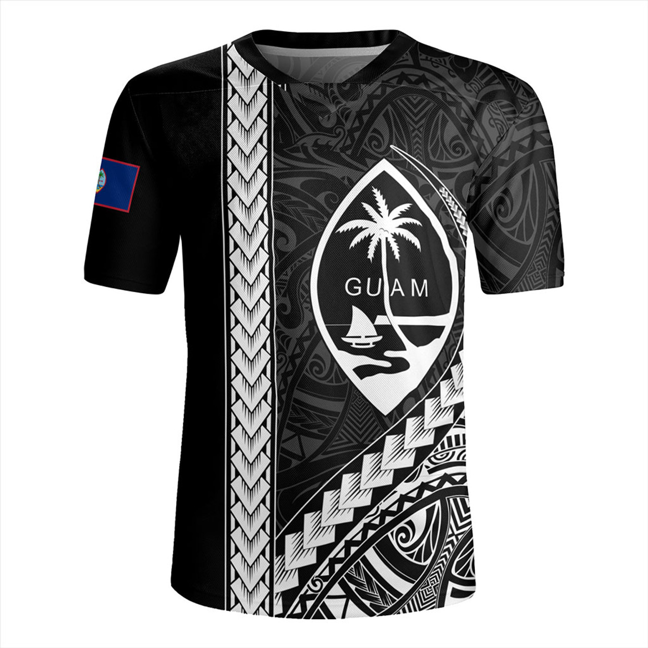 Guam Rugby Jersey Tribal Micronesian Coat Of Arms Gray