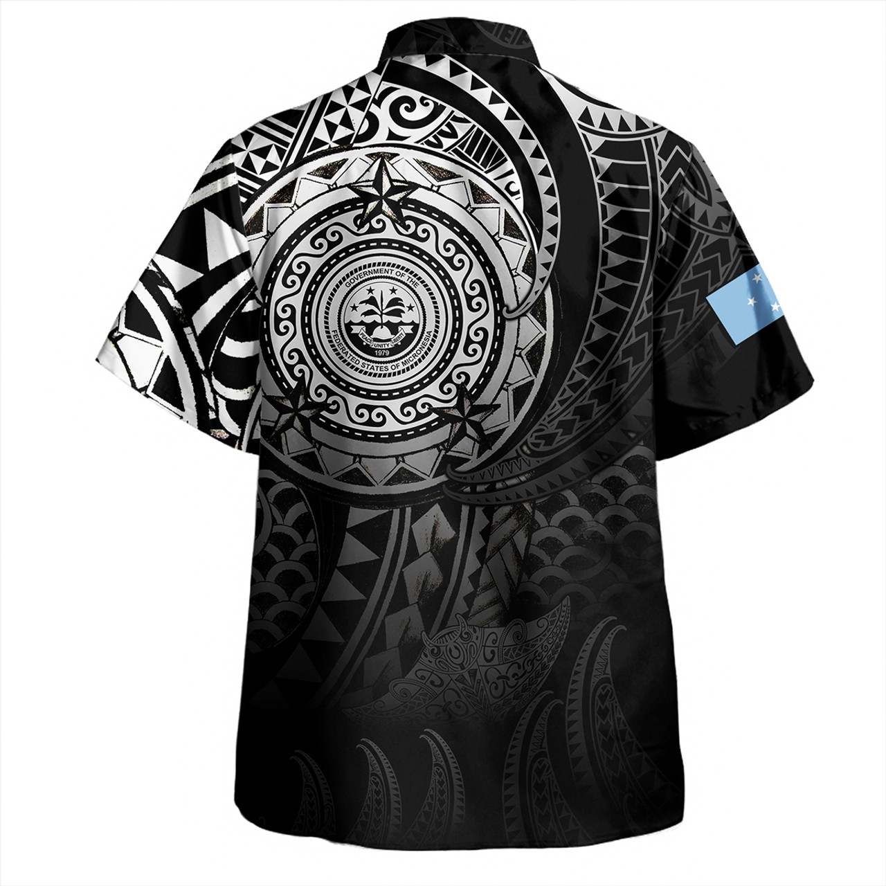 Federated States Of Micronesia Hawaiian Shirt Pearl Of The Pacific Black Polynesian Tattau