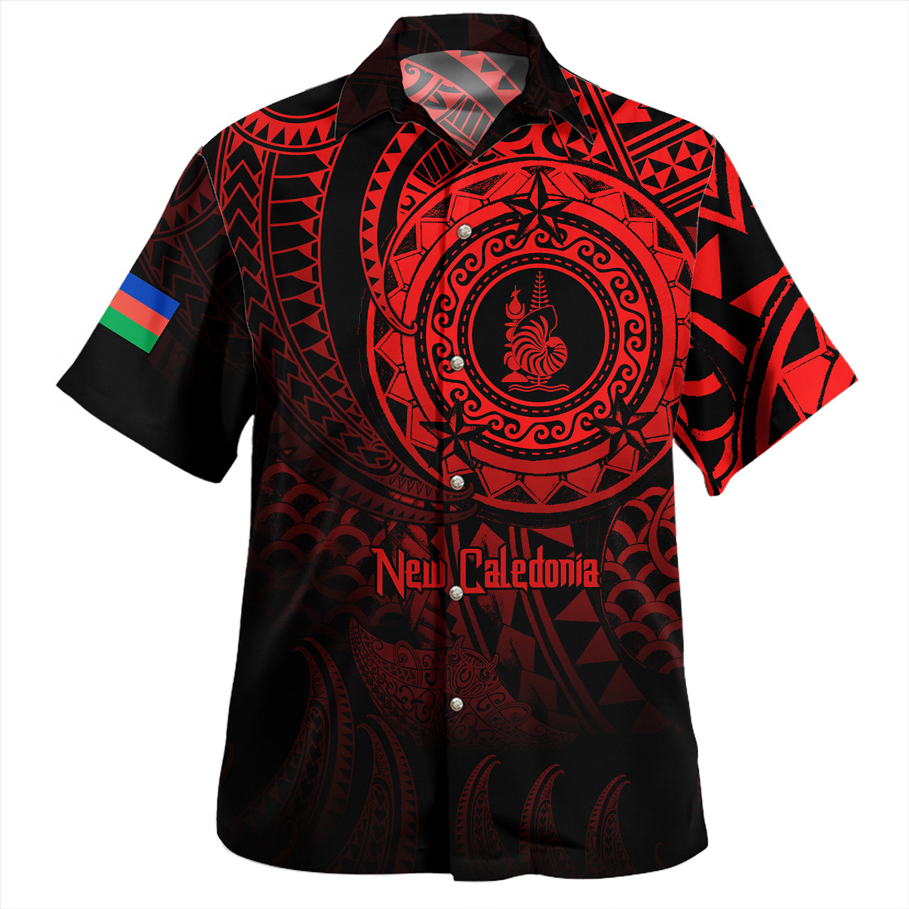 New Caledonia Hawaiian Shirt Pearl Of The Pacific Red Polynesian Tattau