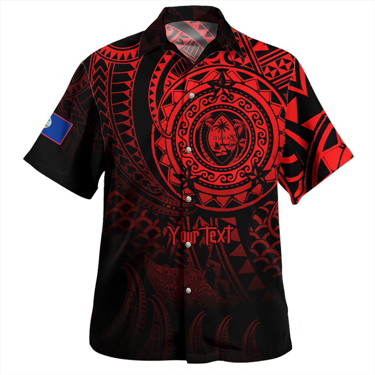 Guam Hawaiian Shirt Pearl Of The Pacific Red Polynesian Tattau