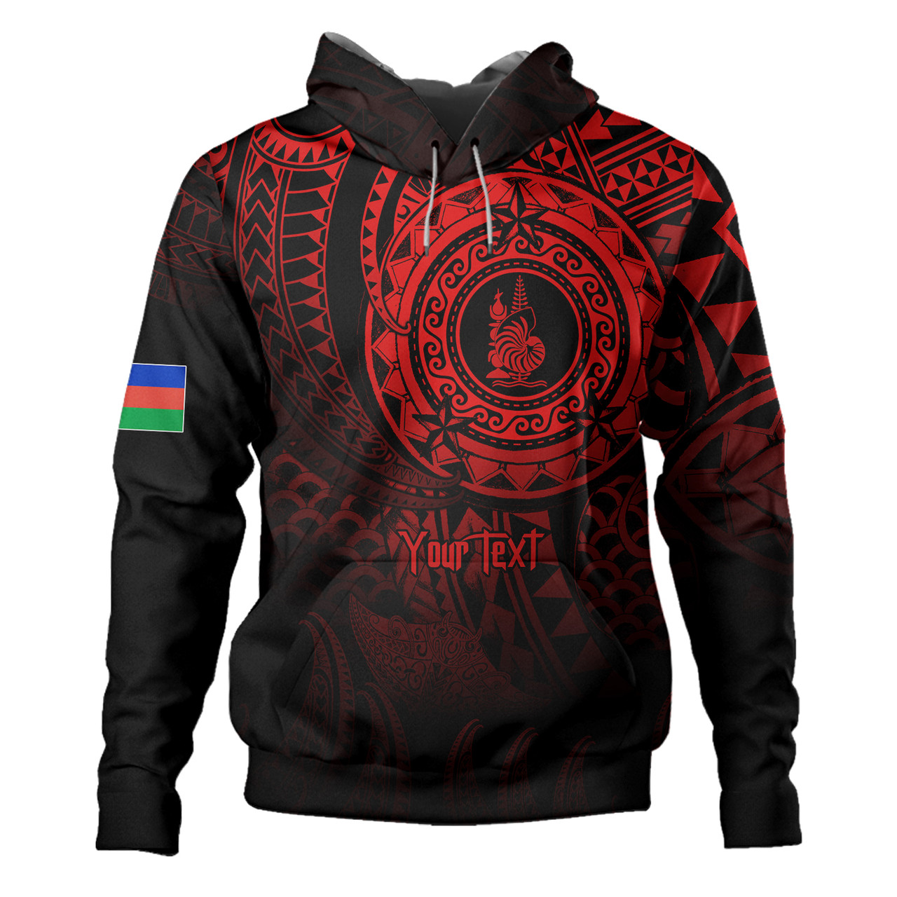 New Caledonia Hoodie Pearl Of The Pacific Red Polynesian Tattau