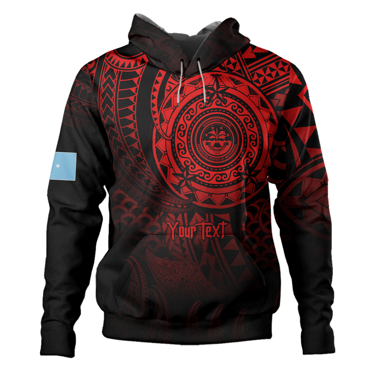 Federated States Of Micronesia Hoodie Pearl Of The Pacific Red Polynesian Tattau